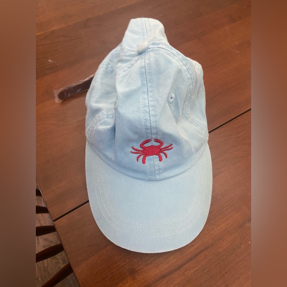 Light Blue Cap with Red Crab Embroidery